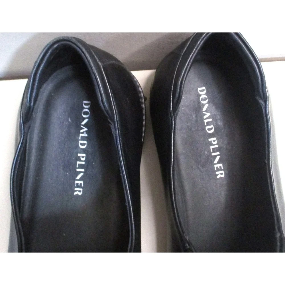 Donald Pliner Gavril30 Mens 10M Black Leather Cap Toe Slip On Loafers Brazil